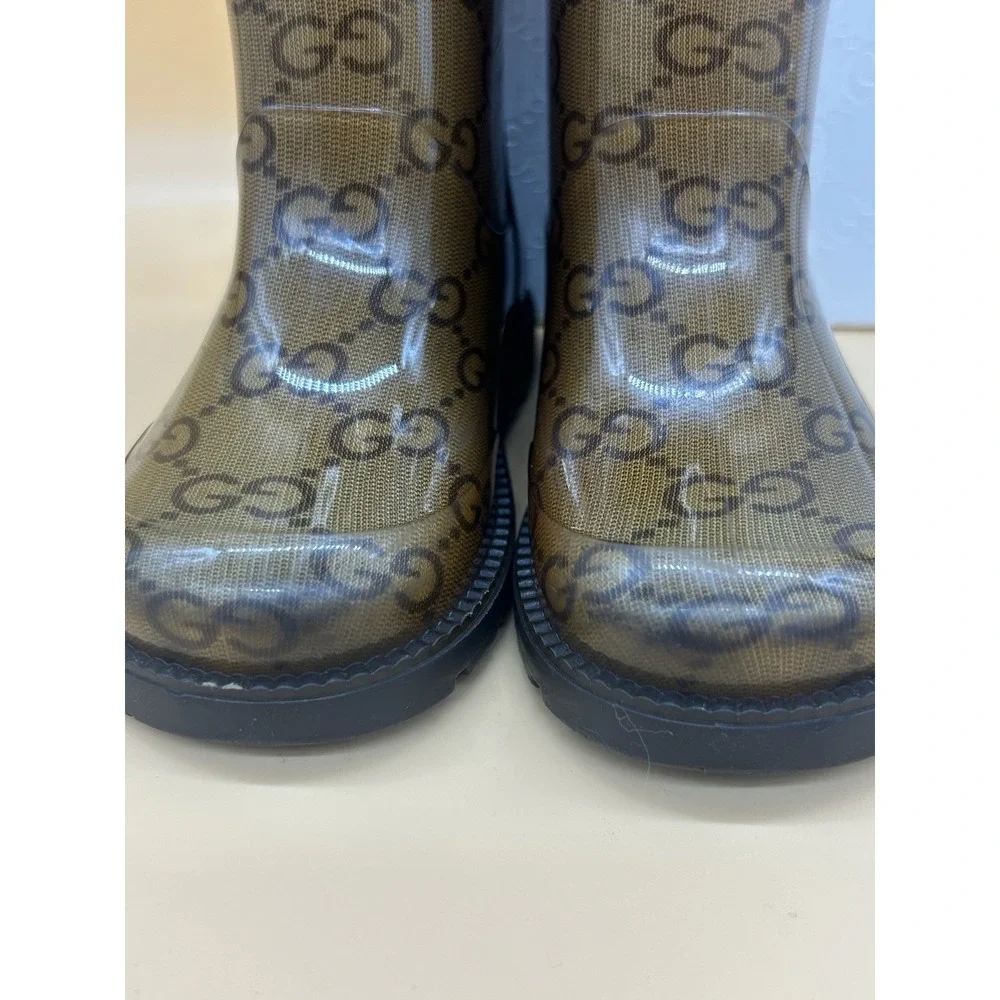 Gucci Kids GG Monogram Rain Boots EU 21 US Toddler 5 Box Dust Bag